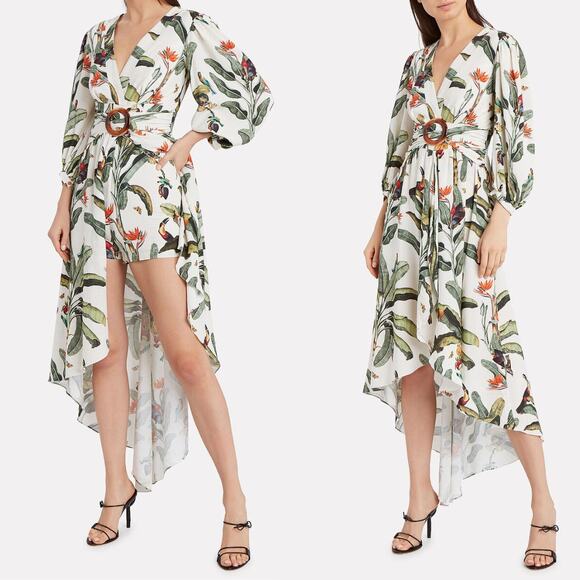 PatBo NWT Tropical Print Off White Floral Hi Low Romper Jumpsuit